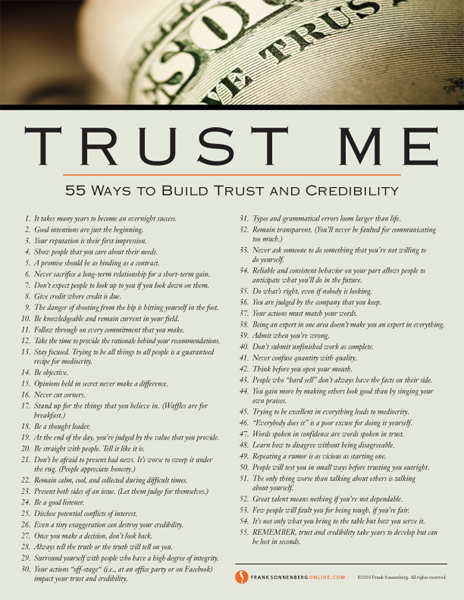 55 Ways to Build Trust and Credibility How to build trust in a personal or business relationship