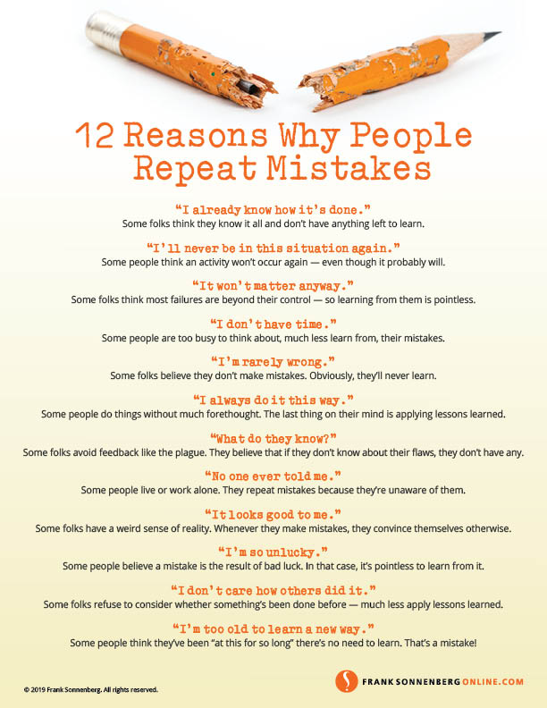 12 Ways to Avoid Repeating the Old Same Mistakes All over Again