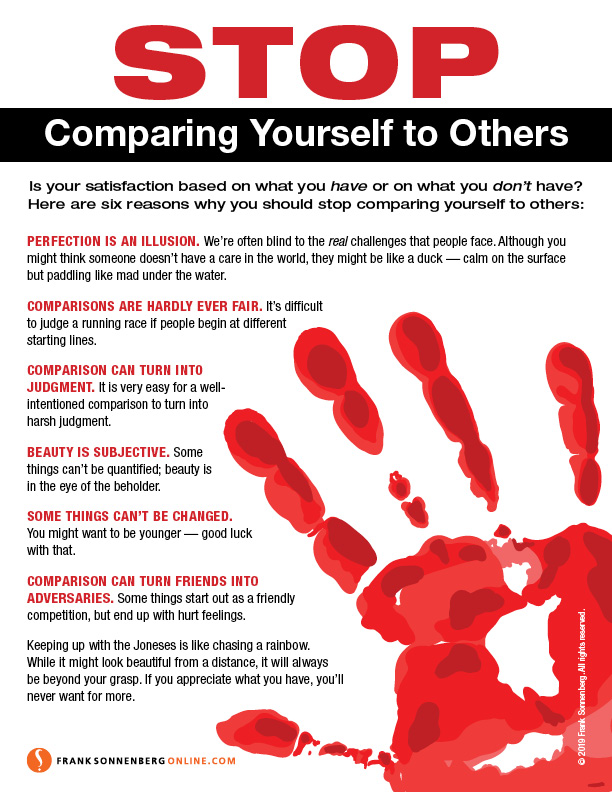 Stop Comparing Yourself To Others — Frank Sonnenberg Online