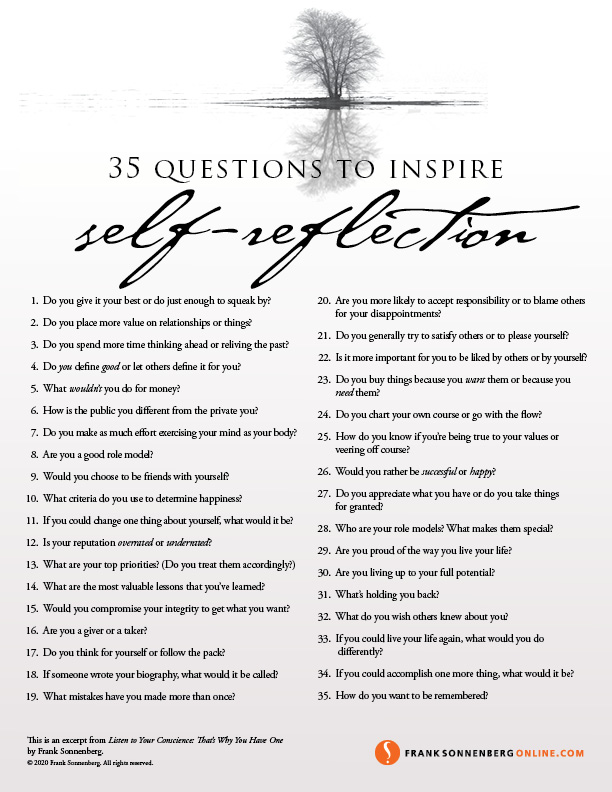 35 Questions to Inspire Soul Searching — Frank Sonnenberg Online